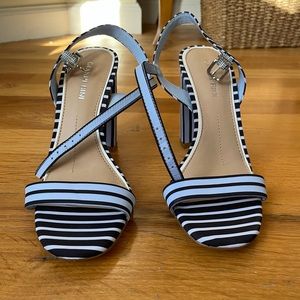 COPY - Blue Striped Gianni Bini Thick Heel Sandals
